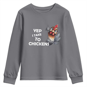Funny Cute Chicken Youth Sweatshirt Yep I Talk To Chickens Farm Animal Lover TS14 Charcoal Print Your Wear