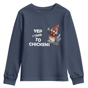 Funny Cute Chicken Youth Sweatshirt Yep I Talk To Chickens Farm Animal Lover TS14 Navy Print Your Wear