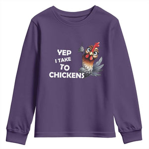 Funny Cute Chicken Youth Sweatshirt Yep I Talk To Chickens Farm Animal Lover TS14 Purple Print Your Wear