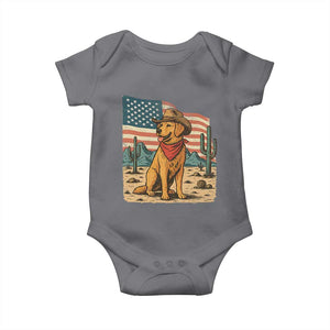 Patriotic Cowboy Dog Baby Onesie American Flag Western Country TS14 Charcoal Print Your Wear