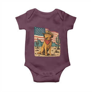 Patriotic Cowboy Dog Baby Onesie American Flag Western Country TS14 Maroon Print Your Wear
