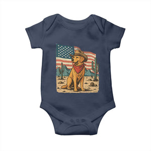 Patriotic Cowboy Dog Baby Onesie American Flag Western Country TS14 Navy Print Your Wear