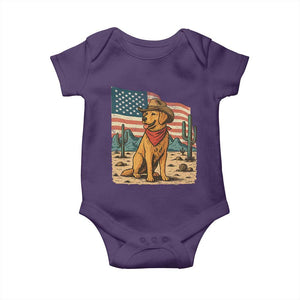 Patriotic Cowboy Dog Baby Onesie American Flag Western Country TS14 Purple Print Your Wear