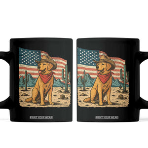 Patriotic Cowboy Dog Coffee Mug American Flag Western Country TS14 Black Print Your Wear