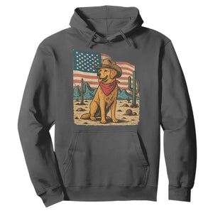 Patriotic Cowboy Dog Hoodie American Flag Western Country TS14 Dark Heather Print Your Wear