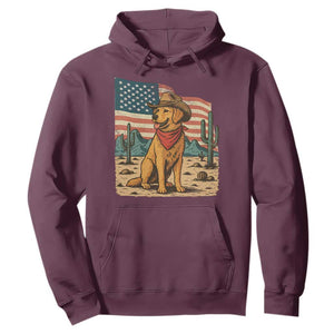 Patriotic Cowboy Dog Hoodie American Flag Western Country TS14 Maroon Print Your Wear