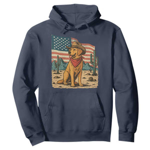 Patriotic Cowboy Dog Hoodie American Flag Western Country TS14 Navy Print Your Wear