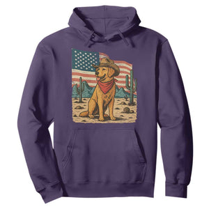 Patriotic Cowboy Dog Hoodie American Flag Western Country TS14 Purple Print Your Wear