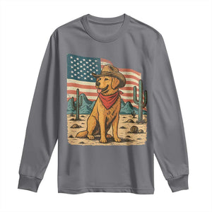 Patriotic Cowboy Dog Long Sleeve Shirt American Flag Western Country TS14 Charcoal Print Your Wear