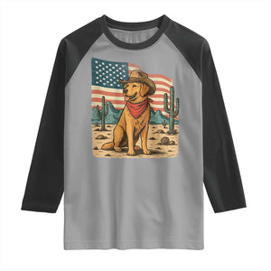 Patriotic Cowboy Dog Raglan Shirt American Flag Western Country TS14 Sport Gray Black Print Your Wear
