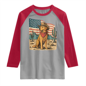 Patriotic Cowboy Dog Raglan Shirt American Flag Western Country TS14 Sport Gray Red Print Your Wear