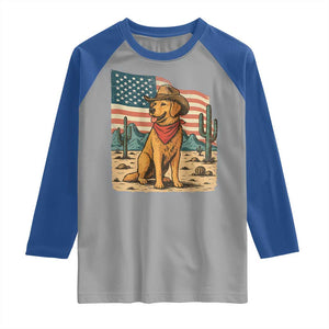 Patriotic Cowboy Dog Raglan Shirt American Flag Western Country TS14 Sport Gray Royal Print Your Wear