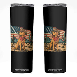Patriotic Cowboy Dog Skinny Tumbler American Flag Western Country TS14 Black Print Your Wear