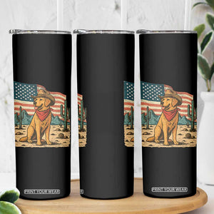 Patriotic Cowboy Dog Skinny Tumbler American Flag Western Country TS14 Print Your Wear