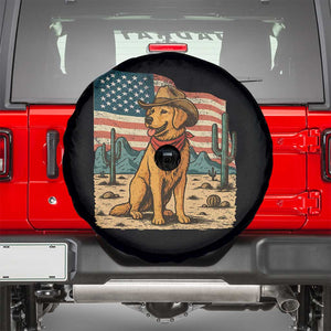 Patriotic Cowboy Dog Spare Tire Cover American Flag Western Country TS14 Black Print Your Wear
