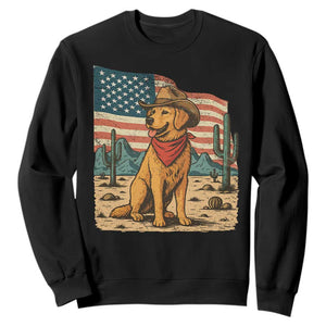 Patriotic Cowboy Dog Sweatshirt American Flag Western Country TS14 Black Print Your Wear