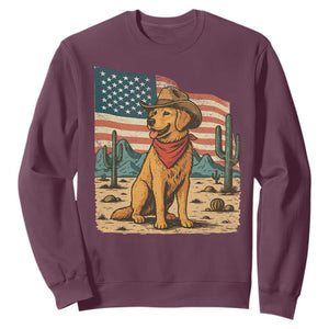Patriotic Cowboy Dog Sweatshirt American Flag Western Country TS14 Maroon Print Your Wear