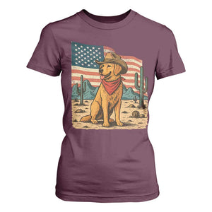 Patriotic Cowboy Dog T Shirt For Women American Flag Western Country TS14 Maroon Print Your Wear