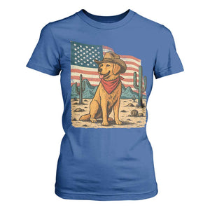 Patriotic Cowboy Dog T Shirt For Women American Flag Western Country TS14 Royal Blue Print Your Wear