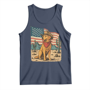 Patriotic Cowboy Dog Tank Top American Flag Western Country TS14 Navy Print Your Wear