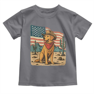 Patriotic Cowboy Dog Toddler T Shirt American Flag Western Country TS14 Charcoal Print Your Wear