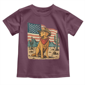 Patriotic Cowboy Dog Toddler T Shirt American Flag Western Country TS14 Maroon Print Your Wear