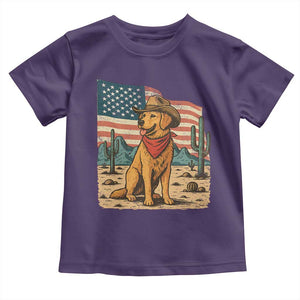 Patriotic Cowboy Dog Toddler T Shirt American Flag Western Country TS14 Purple Print Your Wear