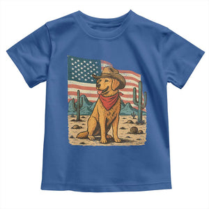 Patriotic Cowboy Dog Toddler T Shirt American Flag Western Country TS14 Royal Blue Print Your Wear