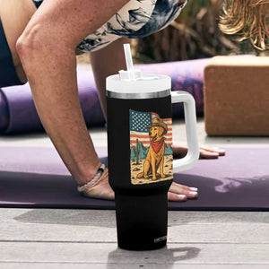 Patriotic Cowboy Dog Tumbler With Handle American Flag Western Country TS14 Print Your Wear