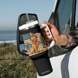 Patriotic Cowboy Dog Tumbler With Handle American Flag Western Country TS14 Print Your Wear