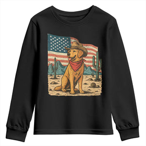 Patriotic Cowboy Dog Youth Sweatshirt American Flag Western Country TS14 Black Print Your Wear