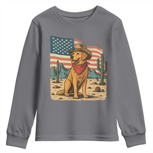 Patriotic Cowboy Dog Youth Sweatshirt American Flag Western Country TS14 Charcoal Print Your Wear