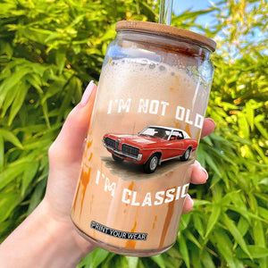 I'm Not Old I'm Classic Glass Can Vintage 1970 Mercury Cougar Hardtop Classic Car Enthusiast