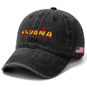 Spain Spanish Flag Espana Pride Washed Cotton Baseball Cap TS14 Print Your Wear