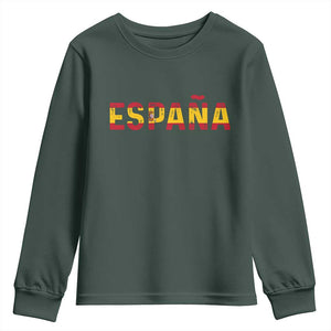 Spain Spanish Flag Espana Pride Youth Sweatshirt TS14 Dark Forest Green Print Your Wear
