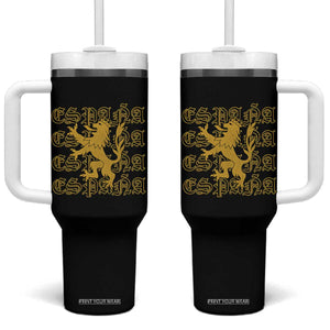 Spain Espana Heraldic Lion Pride Tumbler With Handle TS14 One Size: 40 oz Black Print Your Wear