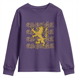 Spain Espana Heraldic Lion Pride Youth Sweatshirt TS14 Purple Print Your Wear