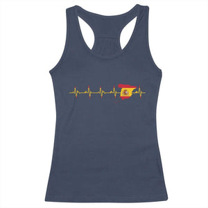 Spain Heartbeat EKG Espana Spanish Flag Map Racerback Tank Top TS14 Navy Print Your Wear