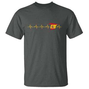 Spain Heartbeat EKG Espana Spanish Flag Map T Shirt TS14 Dark Heather Print Your Wear