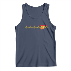 Spain Heartbeat EKG Espana Spanish Flag Map Tank Top TS14 Navy Print Your Wear
