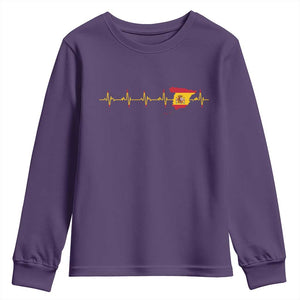 Spain Heartbeat EKG Espana Spanish Flag Map Youth Sweatshirt TS14 Purple Print Your Wear