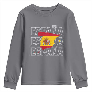 Espana Spain Map Pride Spanish Flag Youth Sweatshirt TS14 Charcoal Print Your Wear