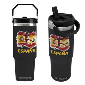 Spain Espana Soccer Football Fan Spanish Flag Flip Straw Tumbler TS14 One Size: 30 oz Black Print Your Wear