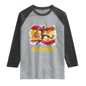 Spain Espana Soccer Football Fan Spanish Flag Raglan Shirt TS14 Heather Gray Heather Charcoal Print Your Wear