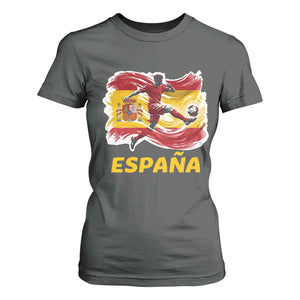 Spain Espana Soccer Football Fan Spanish Flag T Shirt For Women TS14 Dark Heather Print Your Wear