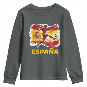 Spain Espana Soccer Football Fan Spanish Flag Youth Sweatshirt TS14 Dark Heather Print Your Wear