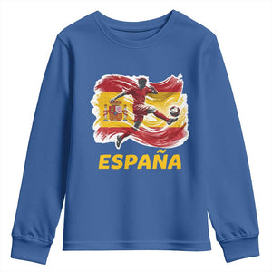 Spain Espana Soccer Football Fan Spanish Flag Youth Sweatshirt TS14 Royal Blue Print Your Wear