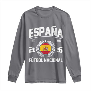 Spain 2026 Soccer Football Fan Spanish Flag Long Sleeve Shirt TS14 Charcoal Print Your Wear