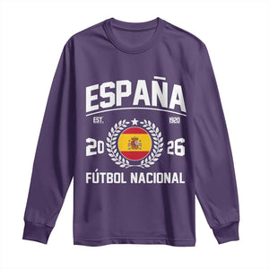Spain 2026 Soccer Football Fan Spanish Flag Long Sleeve Shirt TS14 Purple Print Your Wear