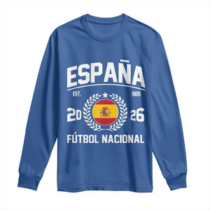 Spain 2026 Soccer Football Fan Spanish Flag Long Sleeve Shirt TS14 Royal Blue Print Your Wear